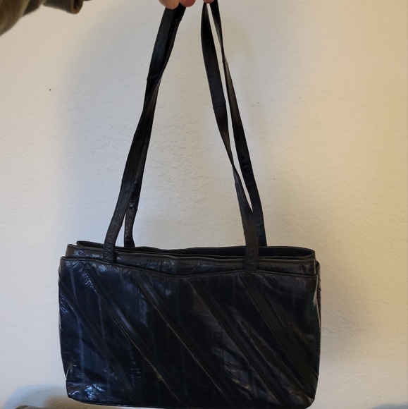 Vintage Women's Blue Genuine Eel Skin Handbag Purse - Picture 9 of 11